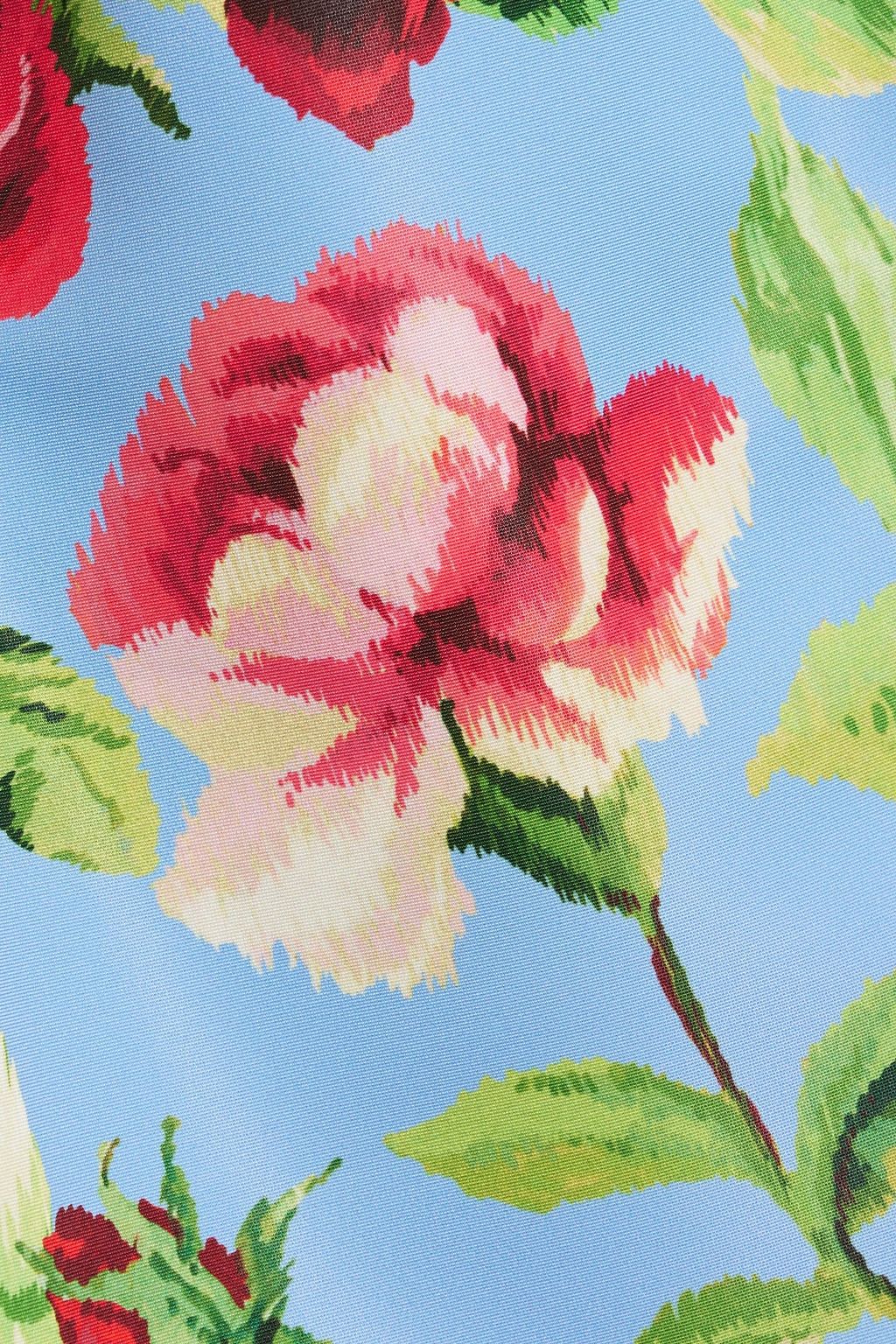 CAROLINA HERRERA Pleated floral-print faille mini skirt