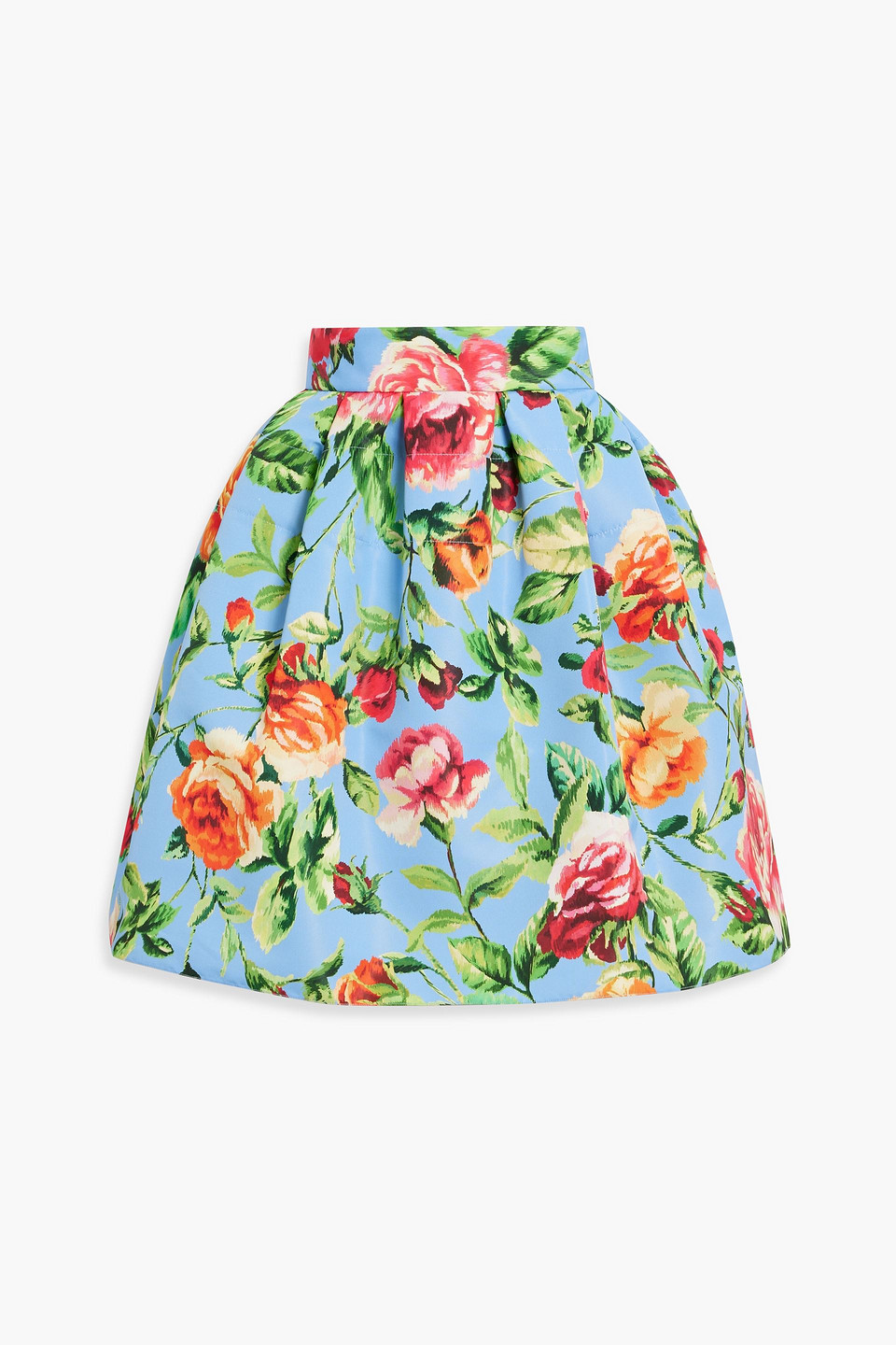 Carolina Herrera Pleated Floral-print Faille Mini Skirt
