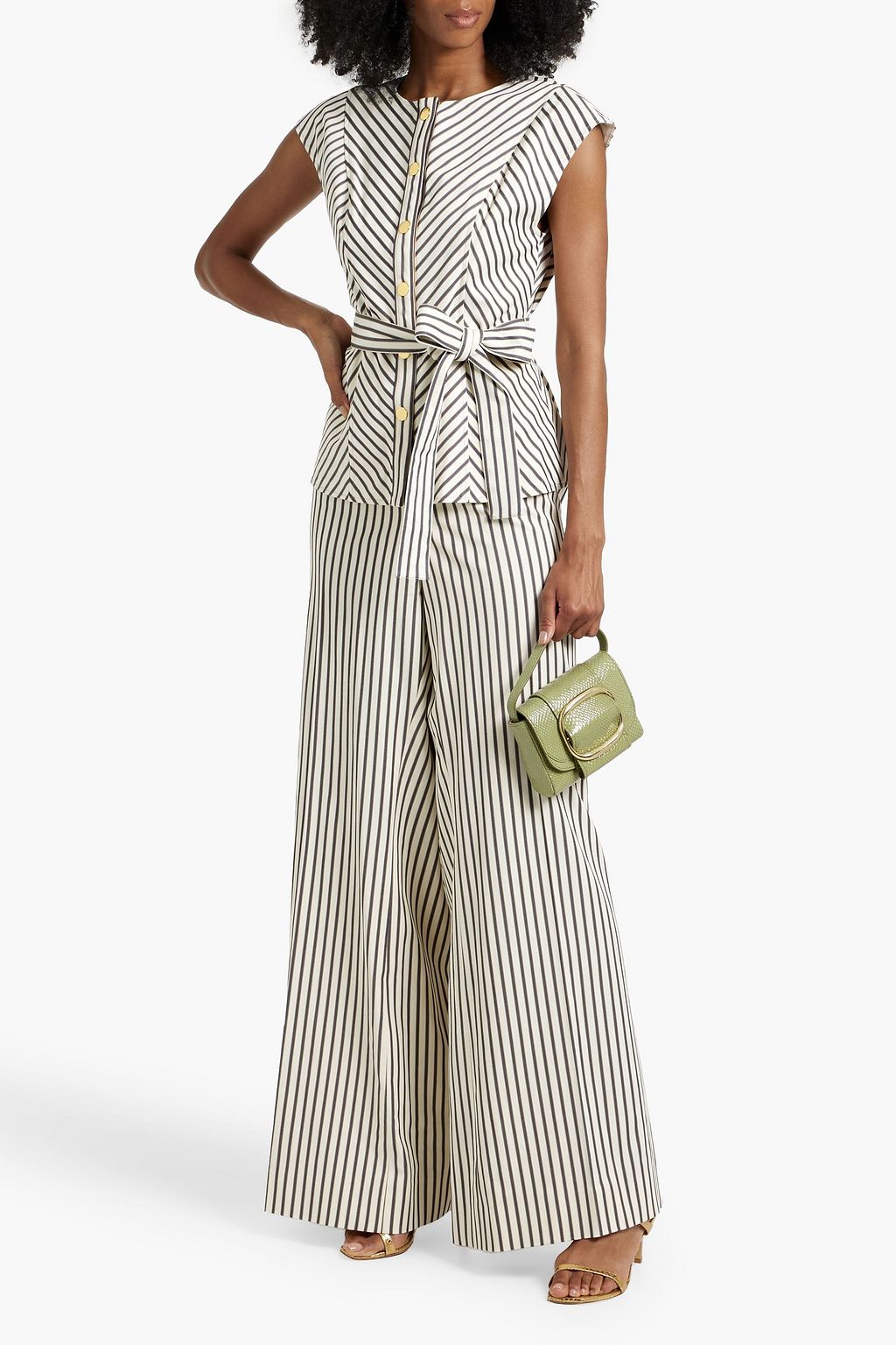 CAROLINA HERRERA Striped twill wide-leg pants