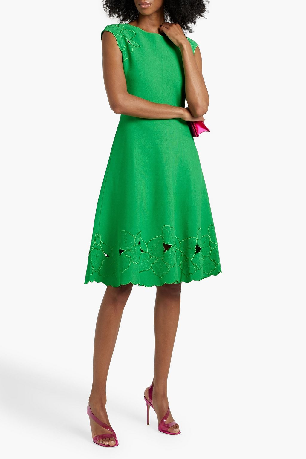 CAROLINA HERRERA Laser-cut stretch-knit dress