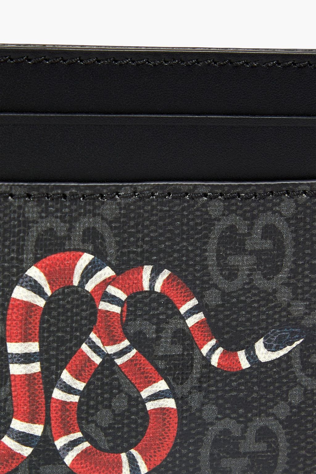 GUCCI GG Supreme Kingsnake printed coated-canvas and leather cardholder