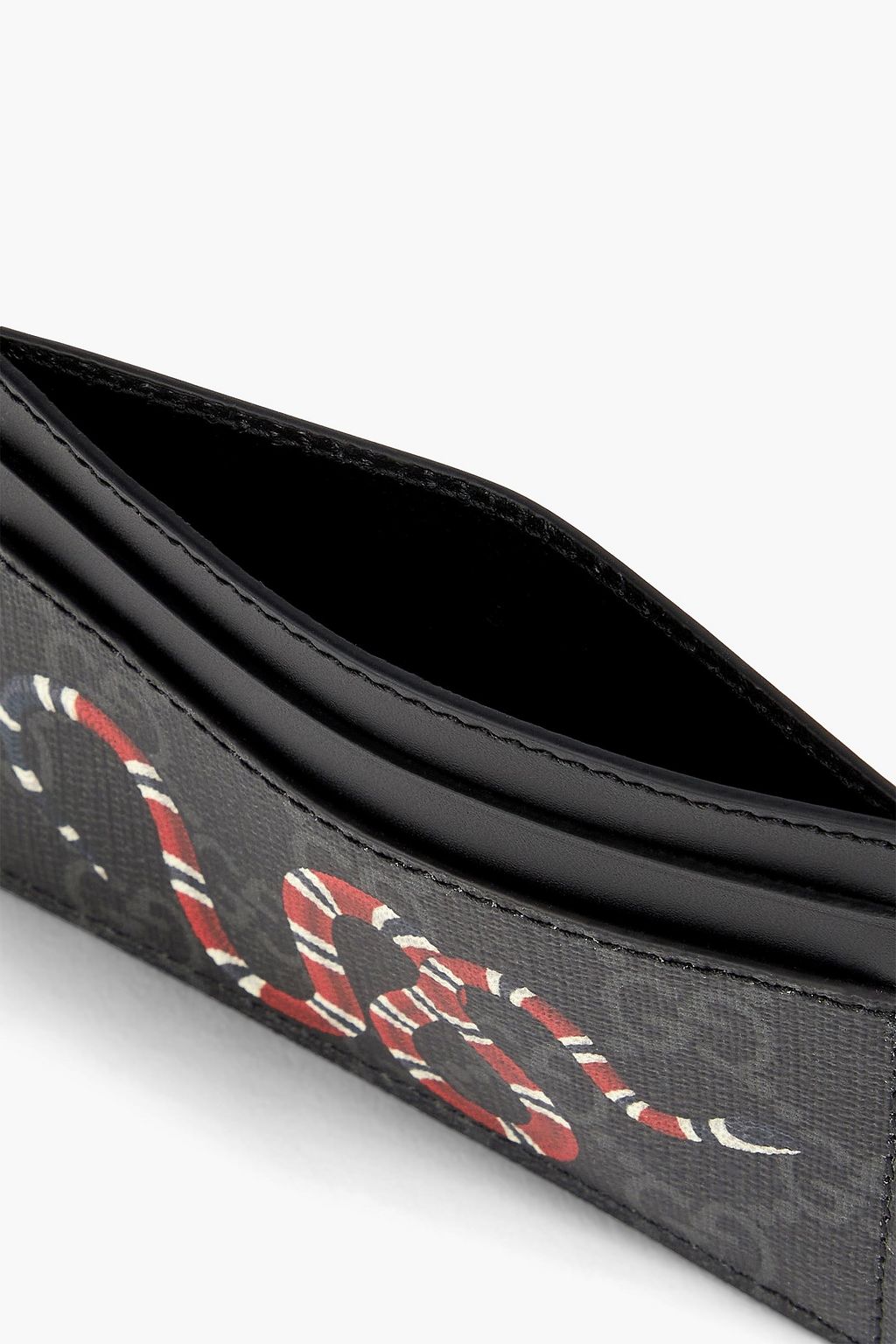 GUCCI GG Supreme Kingsnake printed coated-canvas and leather cardholder