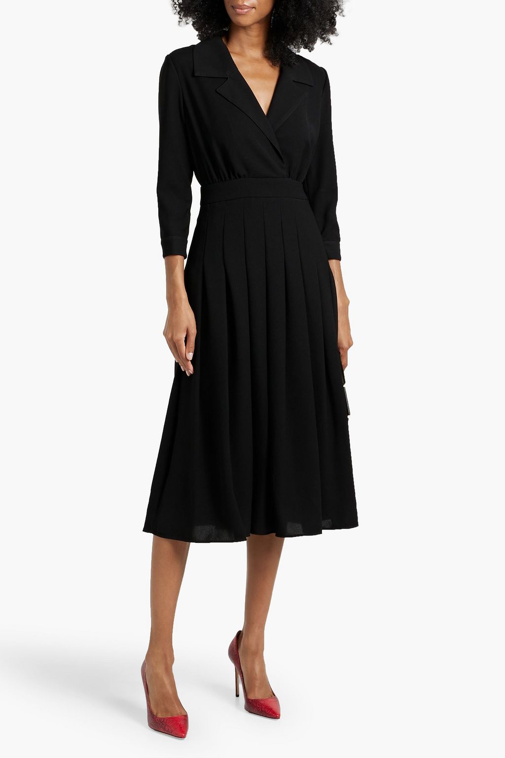 CAROLINA HERRERA Wrap-effect pleated crepe midi dress