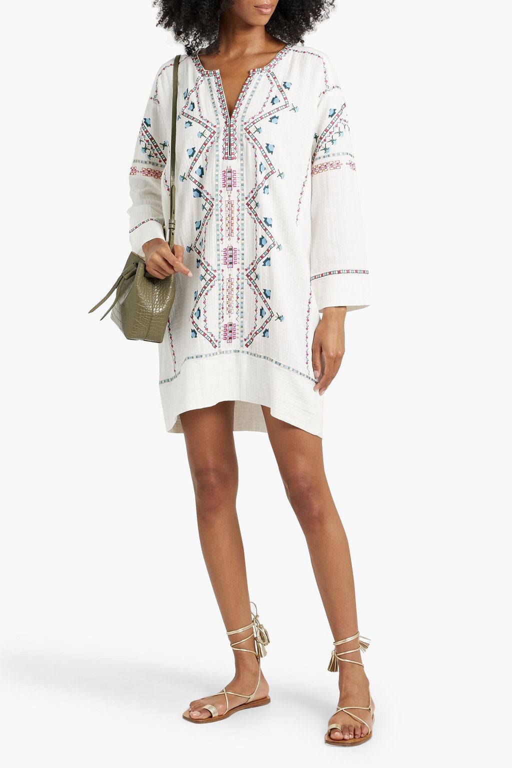 ISABEL MARANT Embellished cotton-gauze mini dress