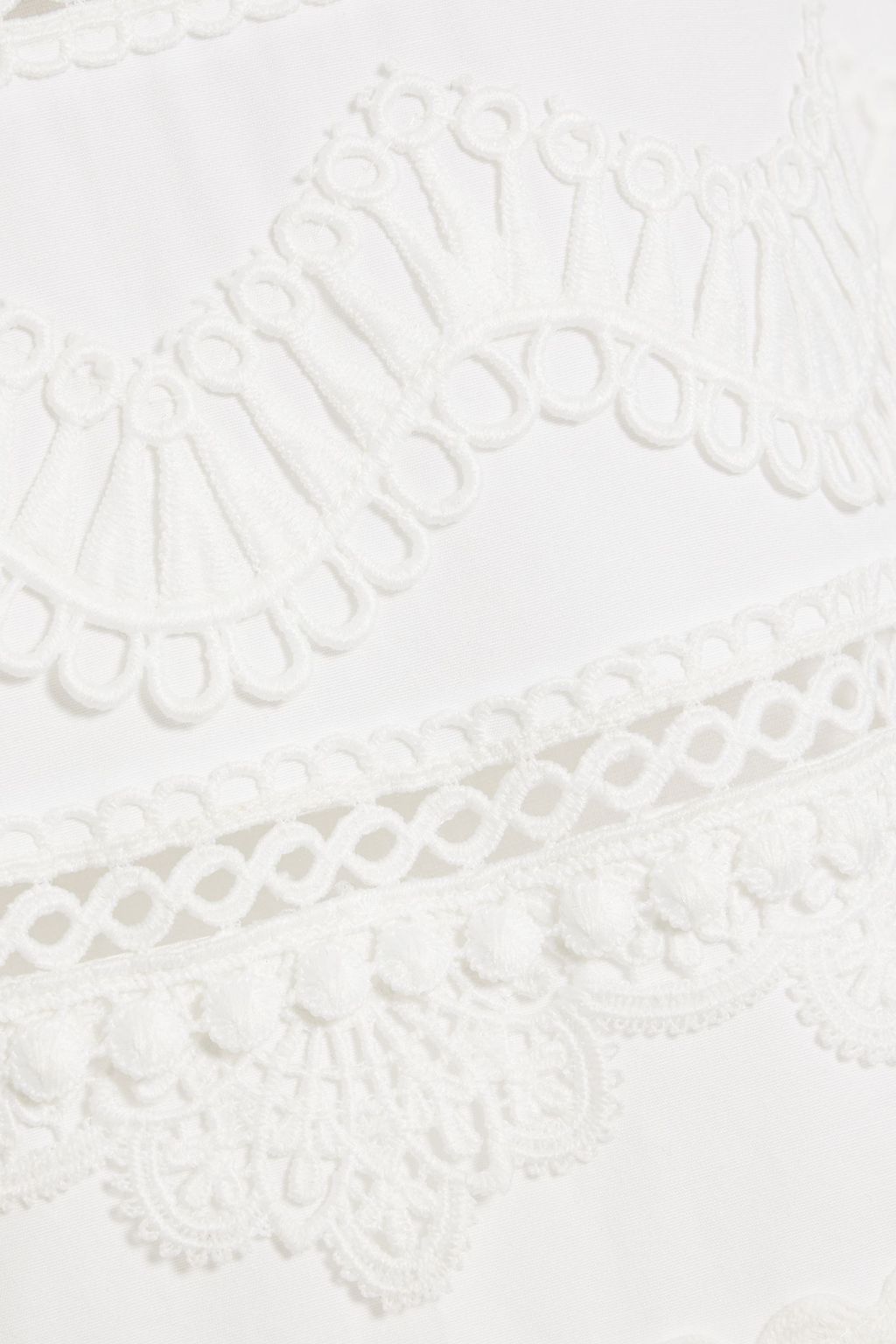 CAROLINA HERRERA Guipure lace-trimmed cotton-poplin midi skirt