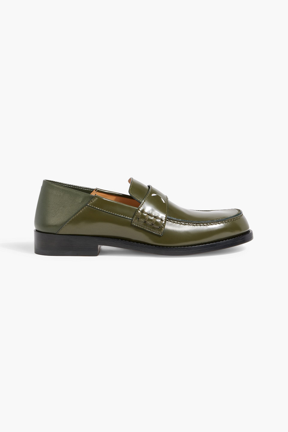 Maison Margiela Glossed-leather Loafers In Green