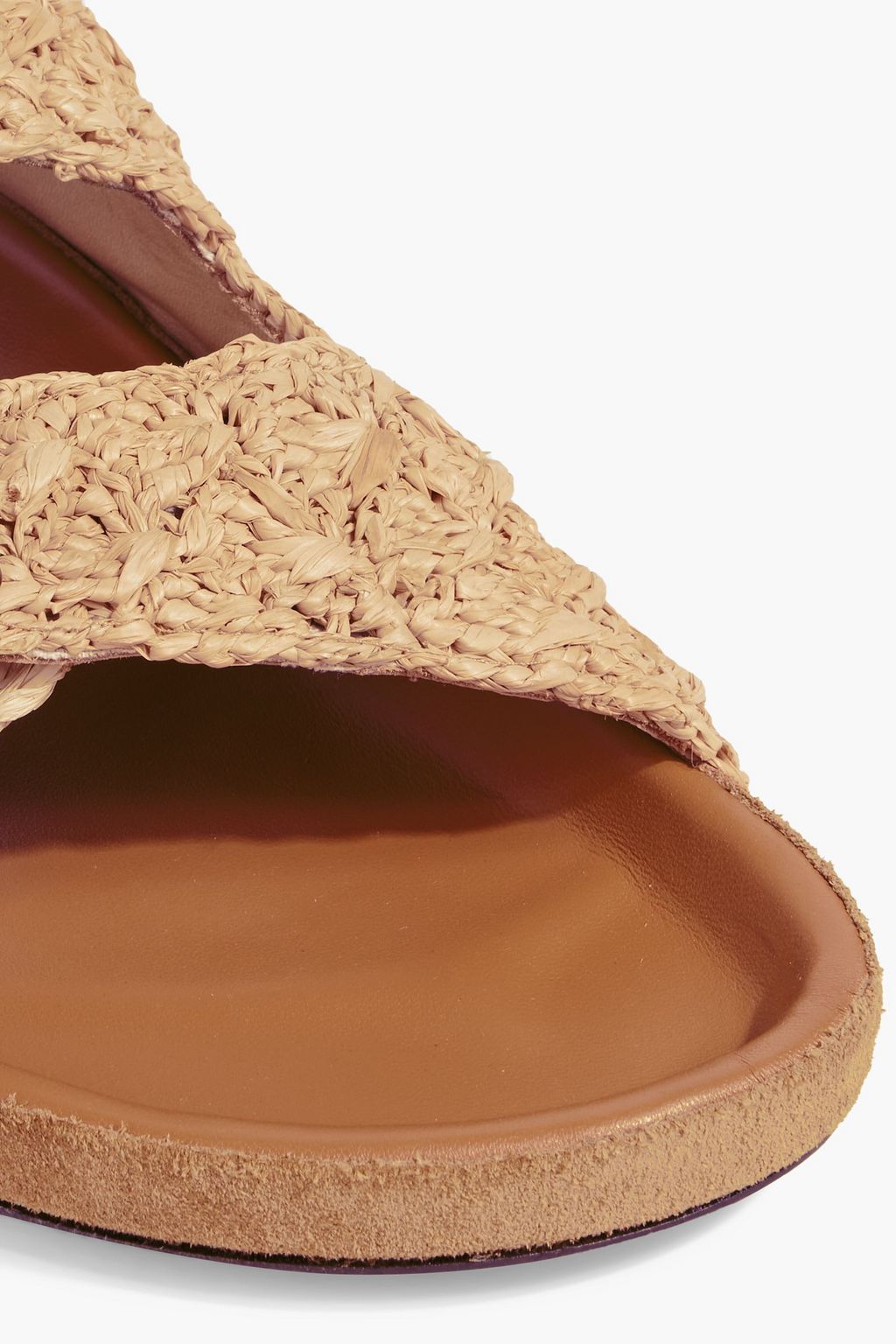 ISABEL MARANT Lennyo buckled leather-trimmed raffia slides