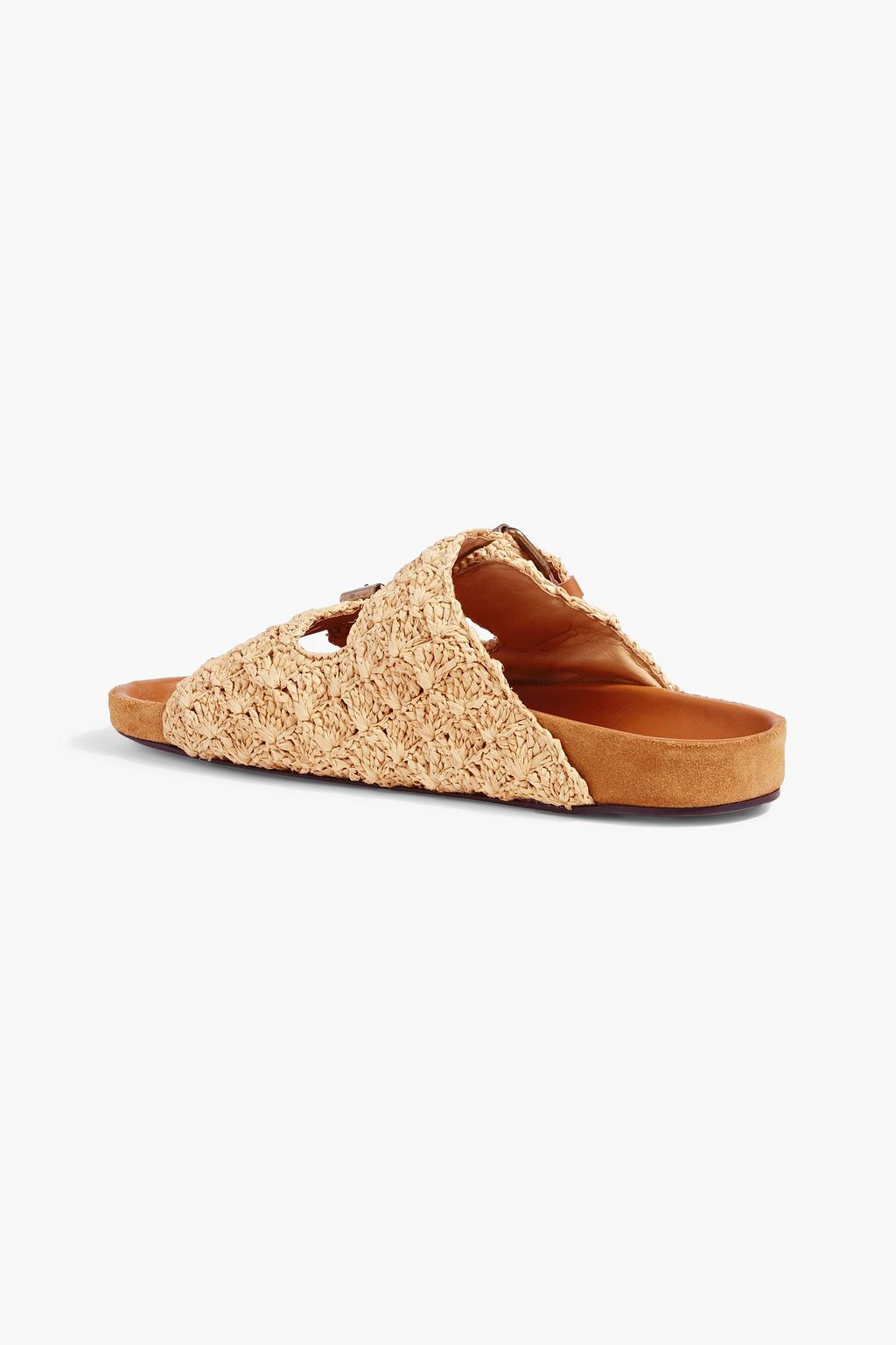 ISABEL MARANT Lennyo buckled leather-trimmed raffia slides