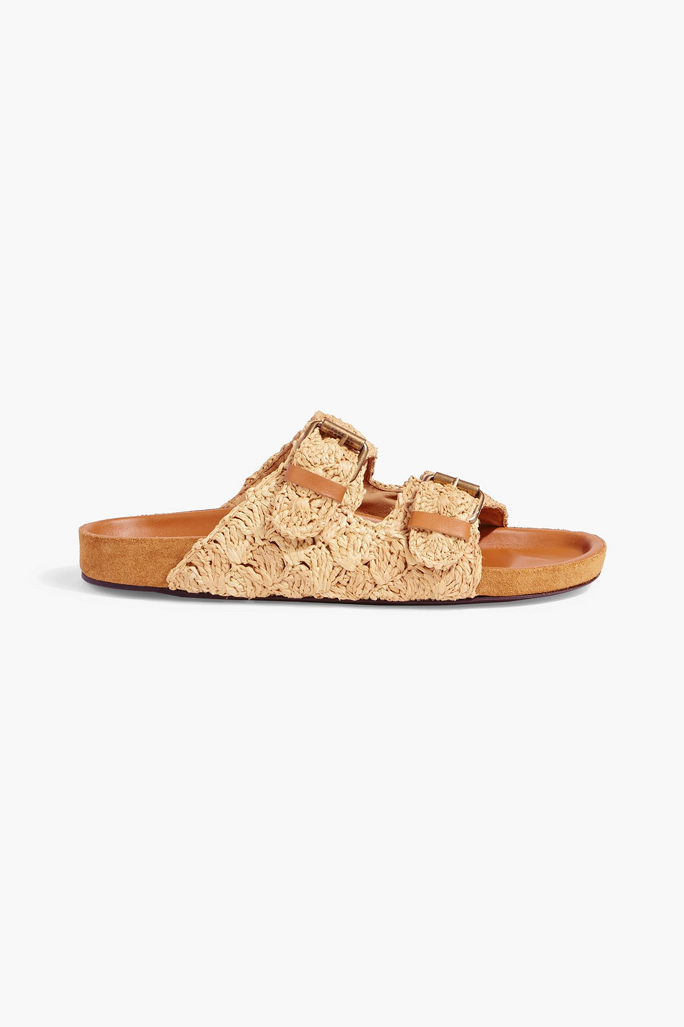Isabel Marant Lennyo Buckled Leather-trimmed Raffia Slides