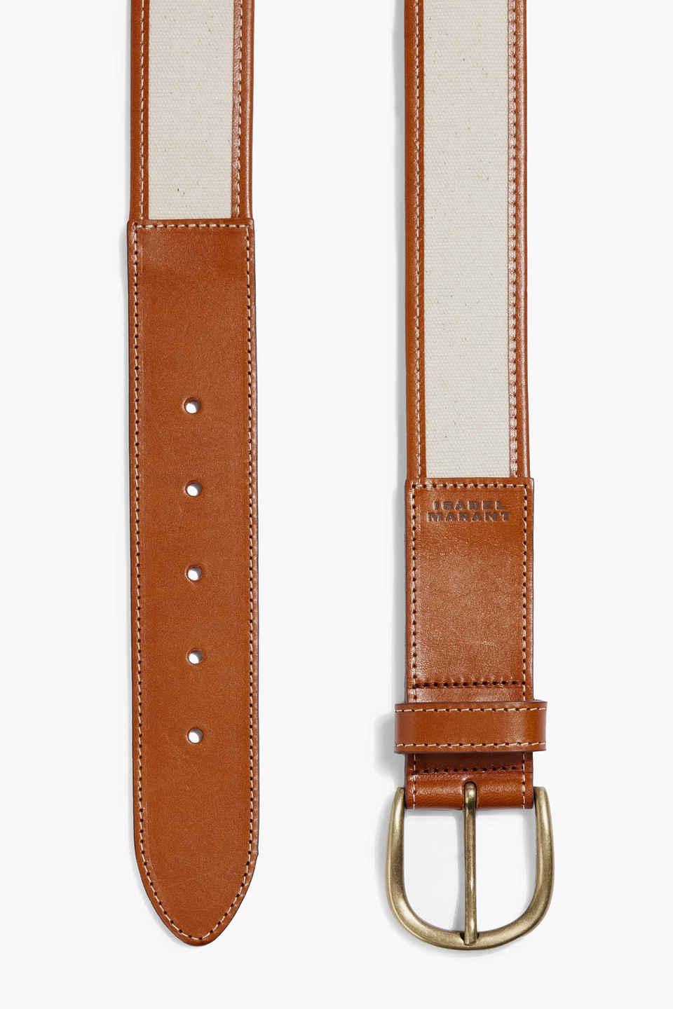 ISABEL MARANT ZAF LEATHER-TRIMMED CANVAS BELT