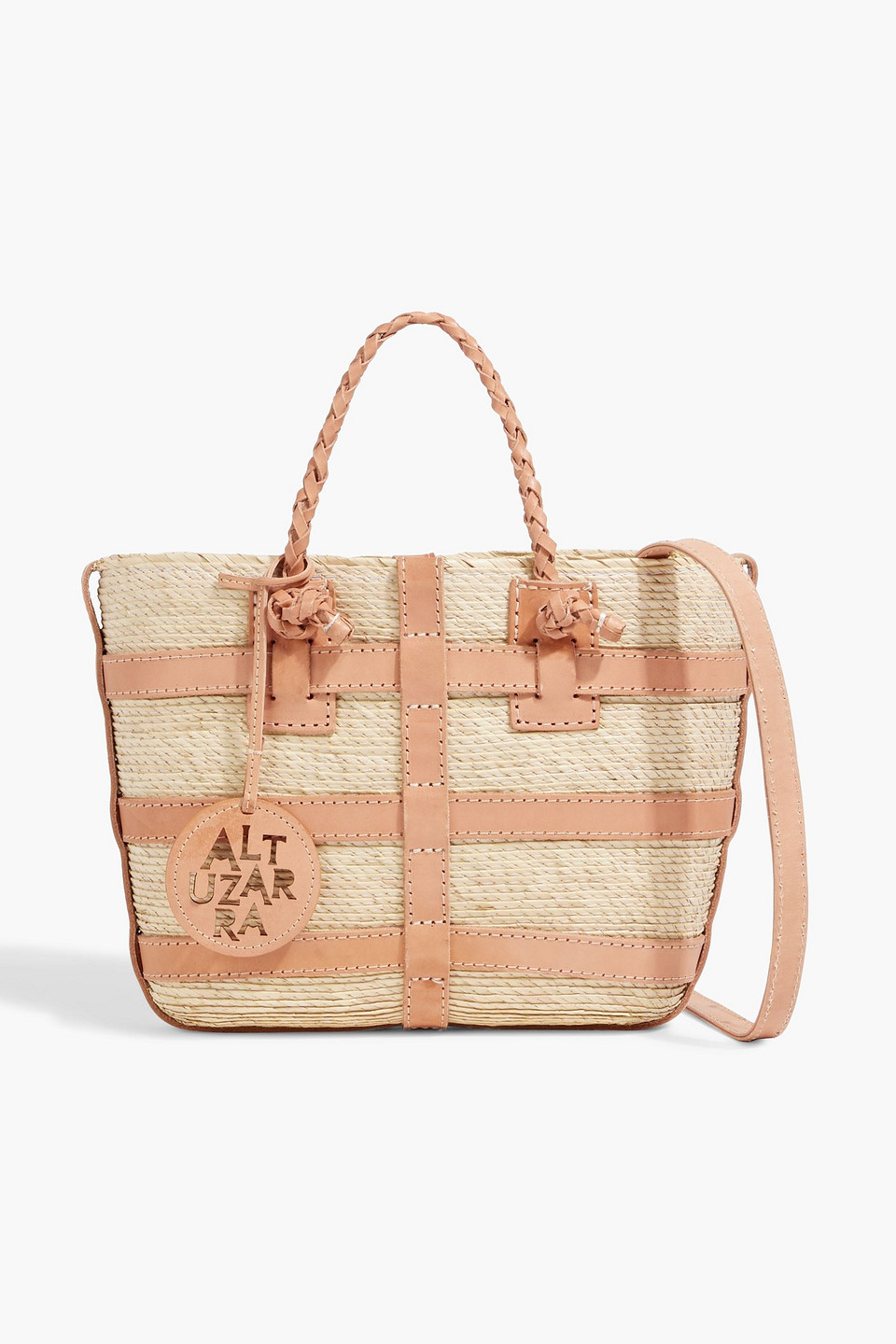 Altuzarra Watermill Leather-trimmed Raffia Tote