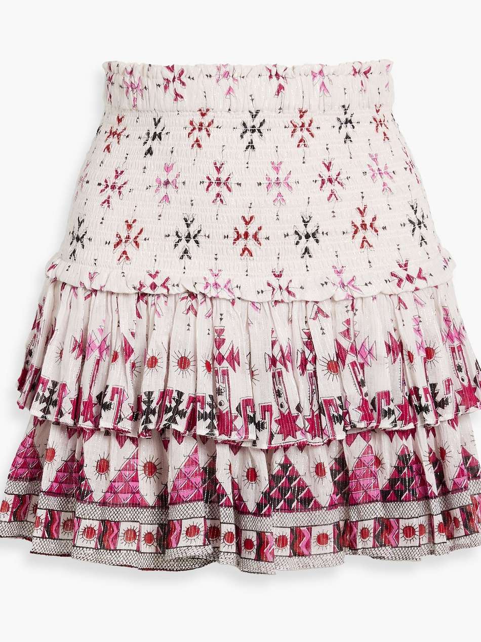 naomi ruffled printed cotton-voile mini skirt
