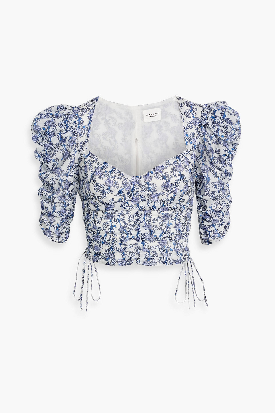 Isabel Marant Étoile Galaor Puff Sleeve Cotton Crop Top In Blue