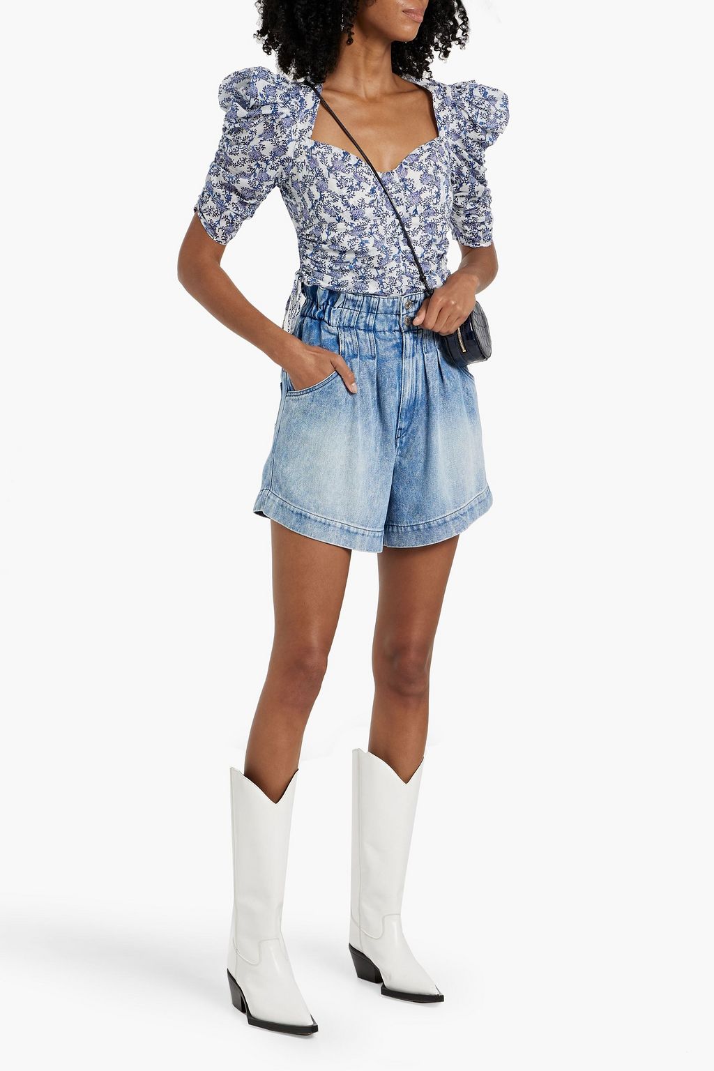MARANT ÉTOILE Galaor ruched printed cotton-voile top