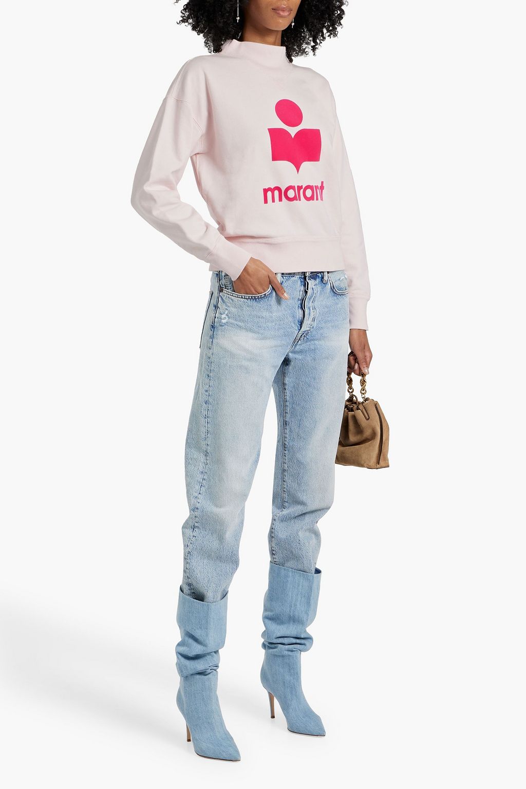 MARANT ÉTOILE Moby flocked French cotton-terry sweatshirt