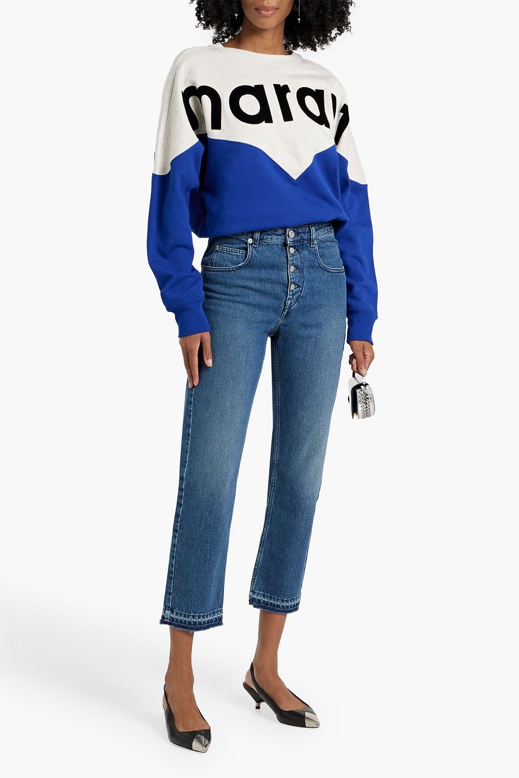 MARANT ÉTOILE Houston two-tone flocked cotton-blend fleece sweatshirt