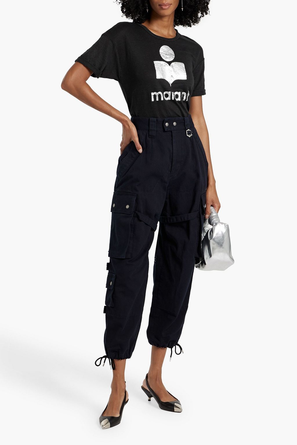MARANT ÉTOILE Koldi metallic printed linen-jersey T-shirt