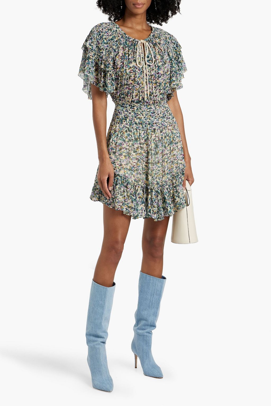MARANT ÉTOILE Florise ruffled printed crepon mini dress