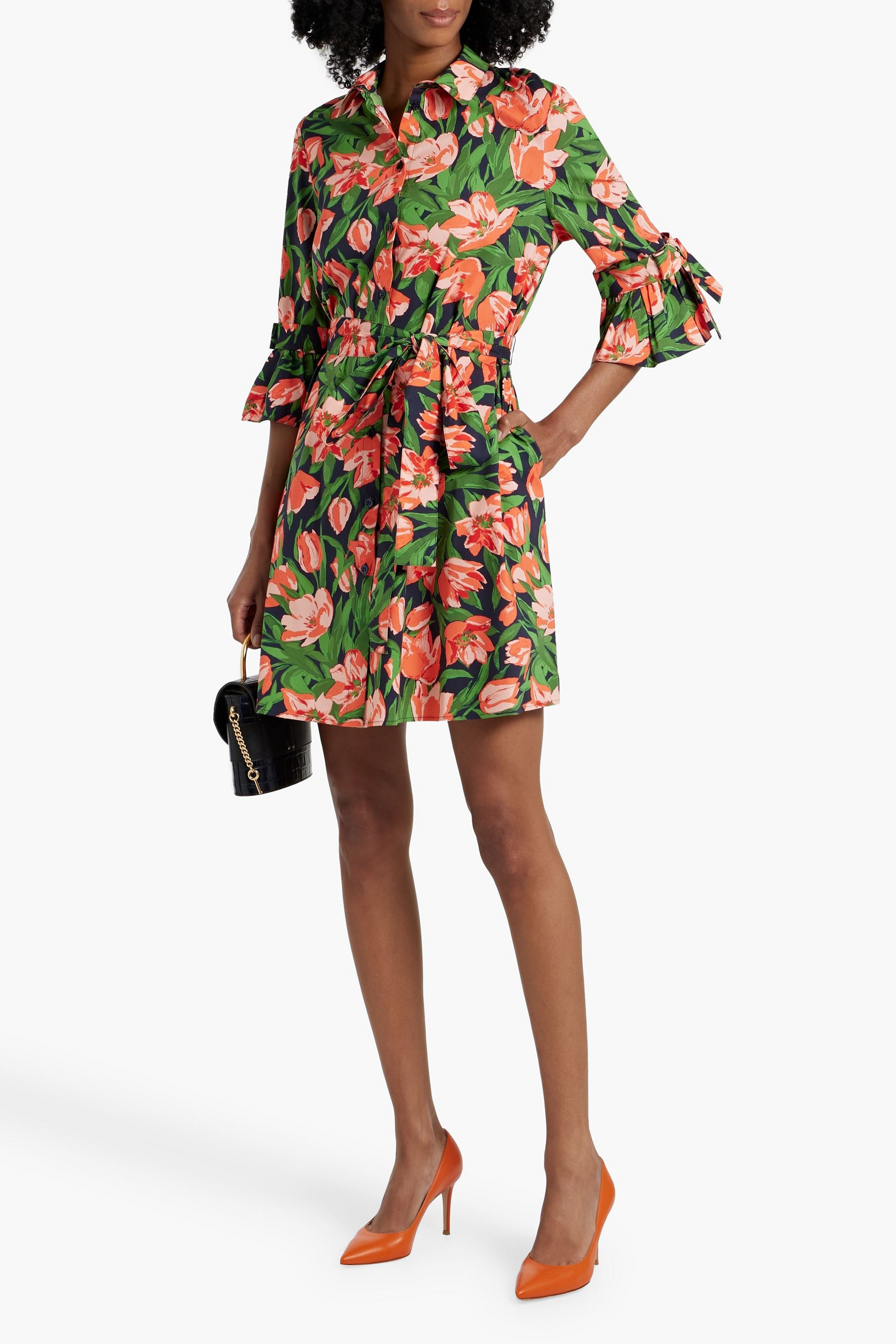 Carolina Herrera Floral-print stretch-cotton poplin mini shirt dress