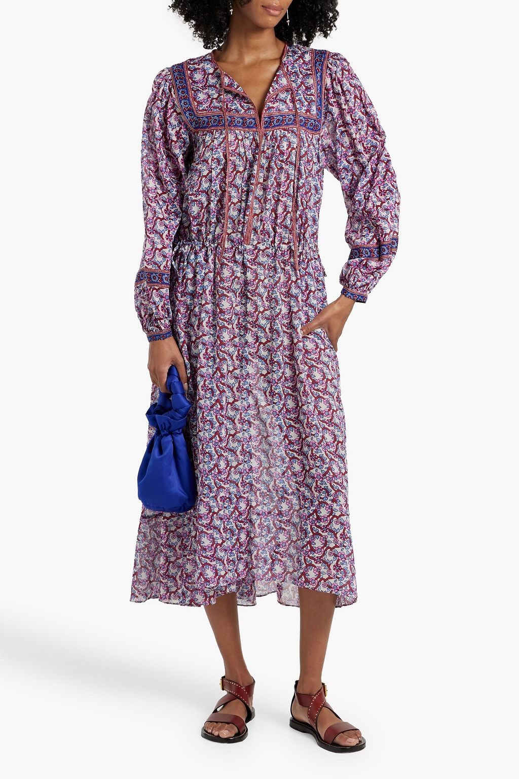 MARANT ÉTOILE Greila Midikleid aus Baumwoll-Voile mit floralem Print