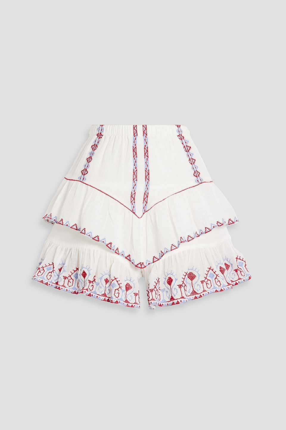 Marant Étoile Jocadia tiered embroidered cotton-gauze shorts