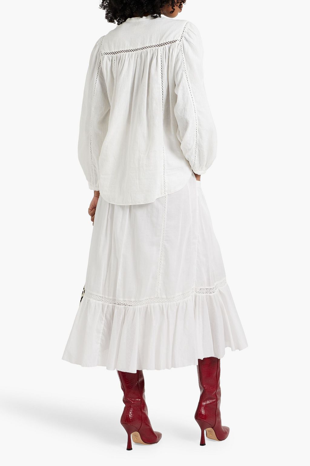 MARANT ÉTOILE Leonard crochet-trimmed cotton-blend jacquard blouse