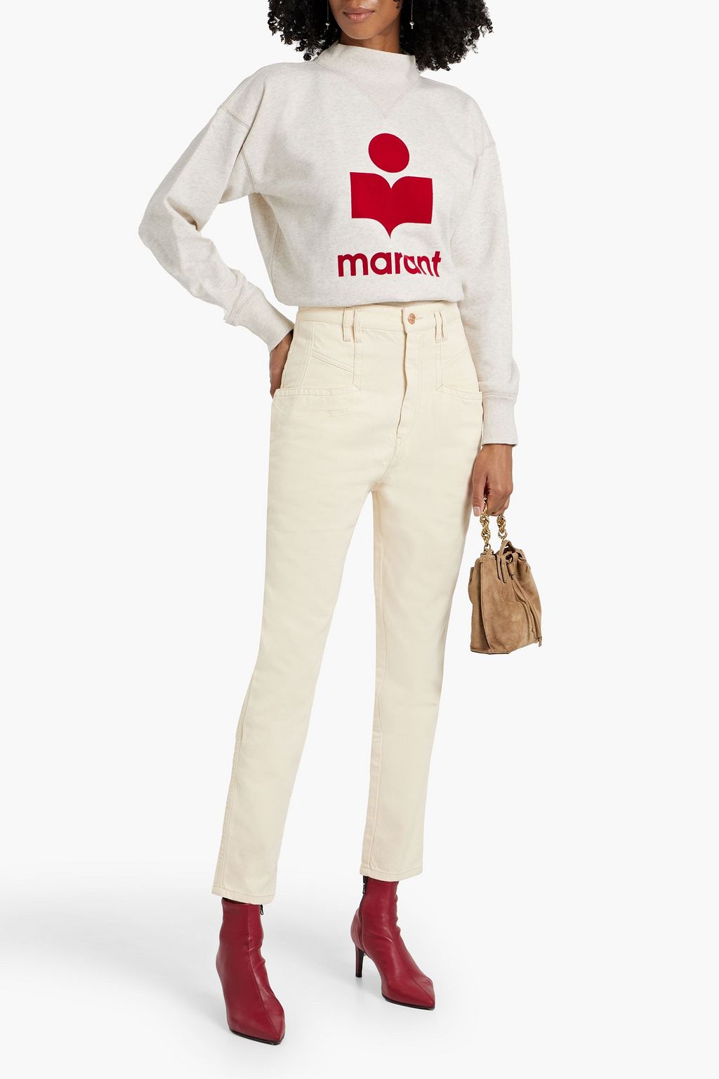 MARANT ÉTOILE Moby flocked French cotton-terry sweatshirt