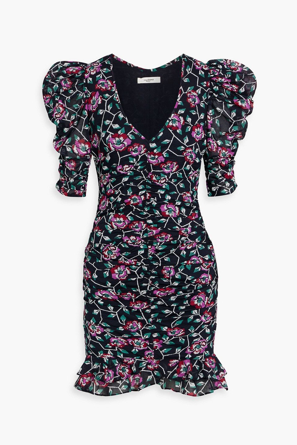 Marant Étoile Sireny ruched floral-print cotton-voile mini dress