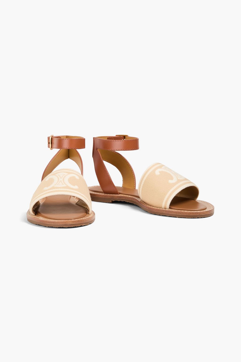 CELINE Triomphe canvas and leather sandals