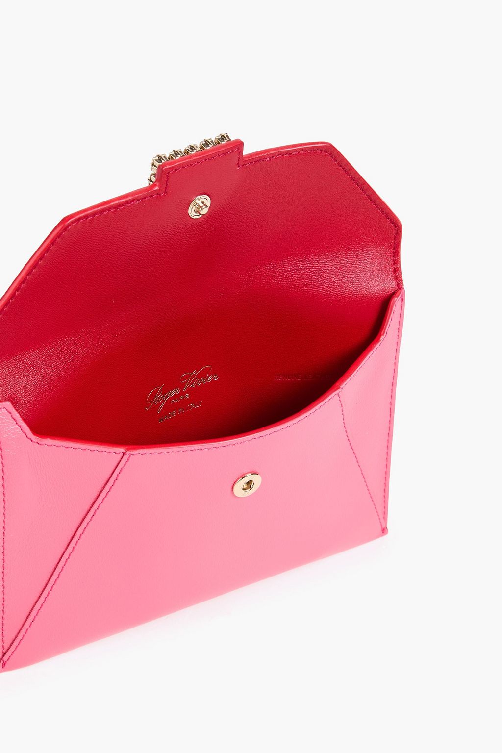ROGER VIVIER Tres Vivier レザー エンベロープクラッチ クリスタル付き