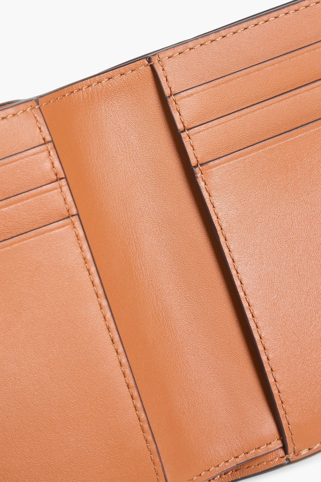 TORY BURCH Leather-trimmed jacquard wallet
