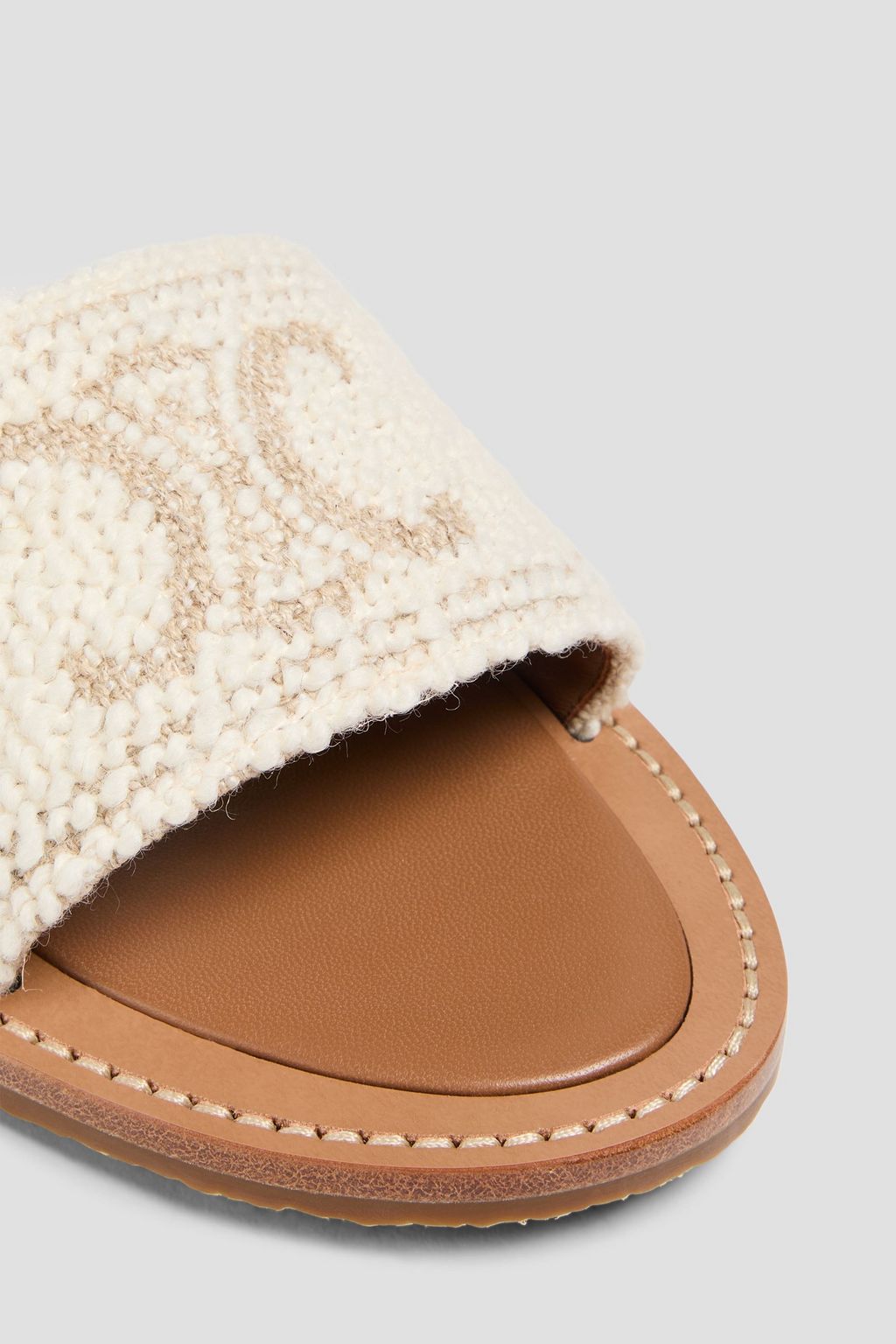 CELINE Triomphe bouclé-tweed slides