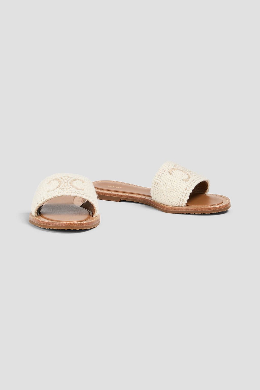 CELINE Triomphe bouclé-tweed slides