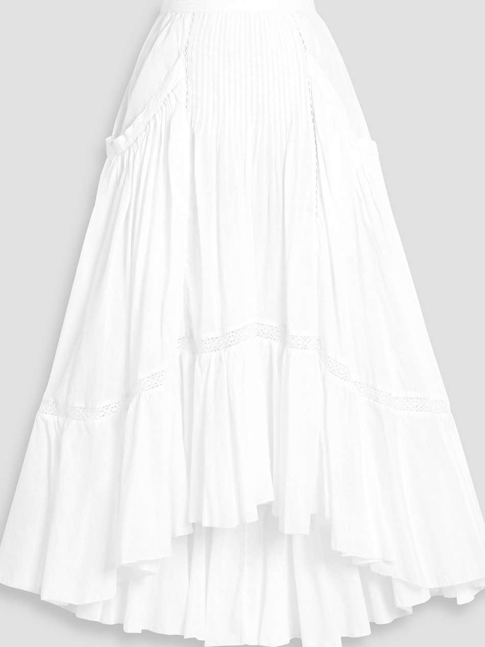 mugiana crochet-trimmed cotton-voile midi skirt