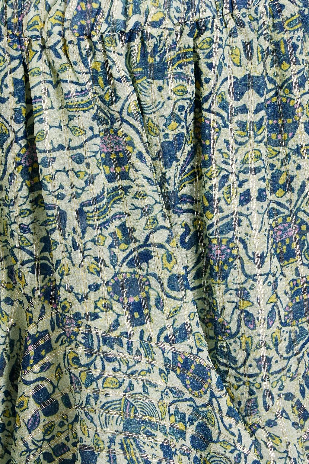 ISABEL MARANT Aboreli skirt-effect floral-print silk and Lurex®-blend shorts