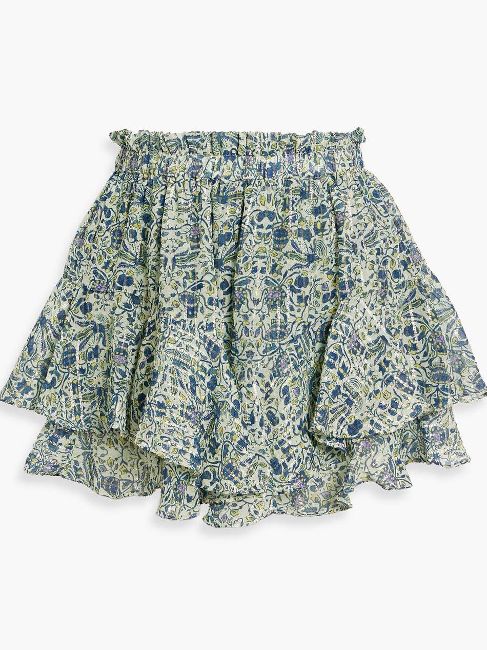 aboreli skirt-effect floral-print silk and lurex®-blend shorts