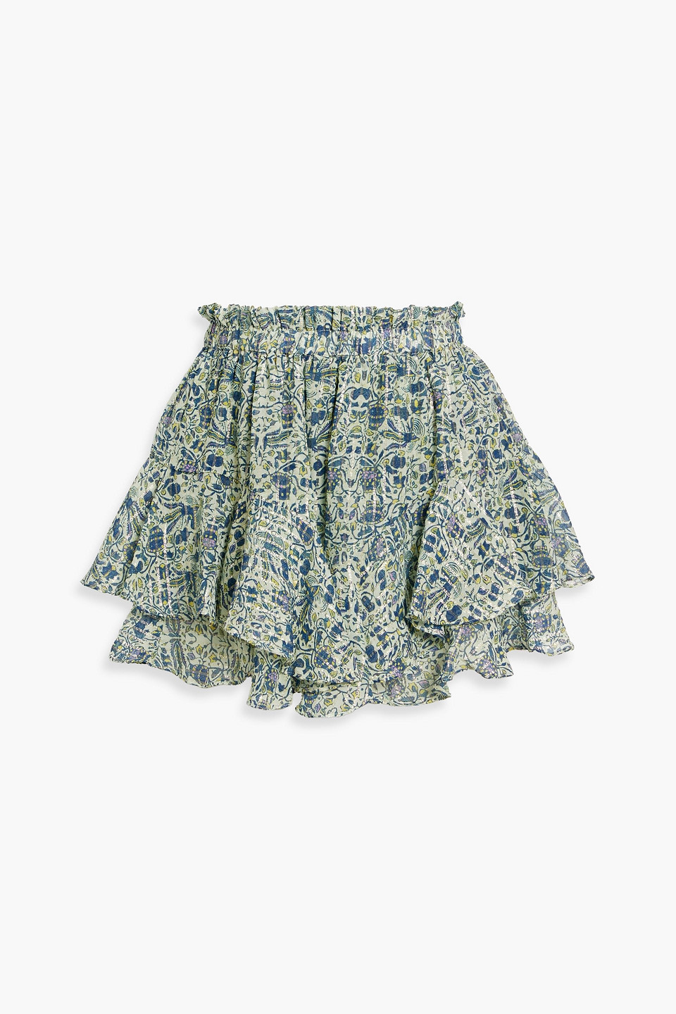 Isabel Marant Aboreli Skirt-effect Floral-print Silk And Lurex®-blend Shorts