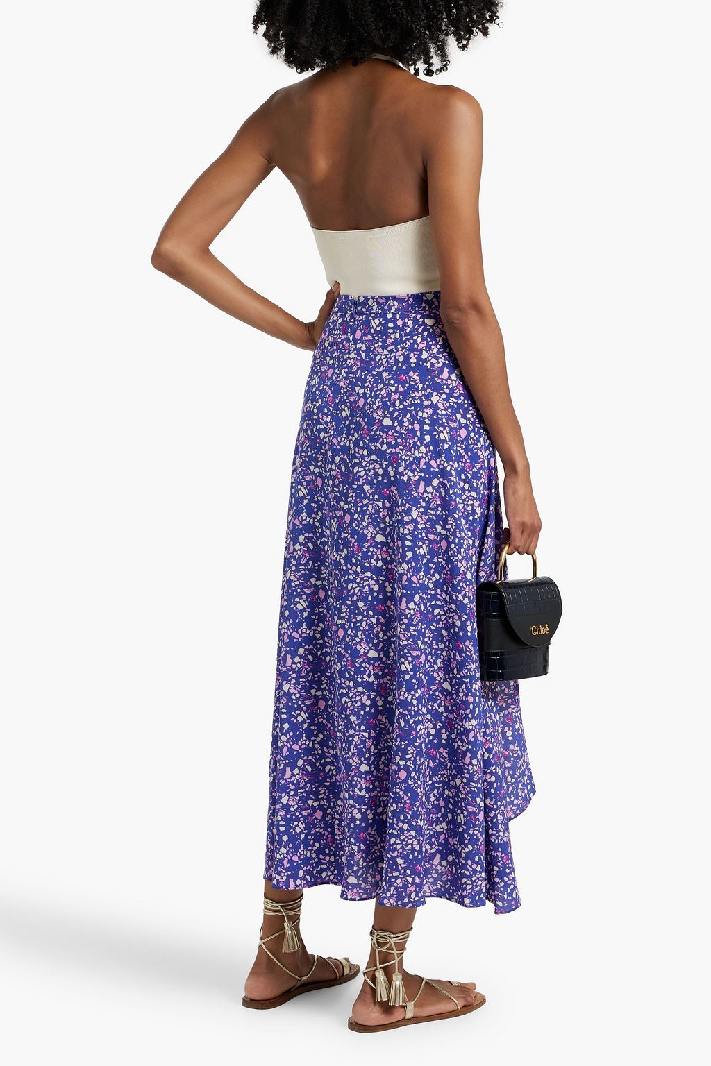 ISABEL MARANT Sakura asymmetric printed stretch-silk maxi skirt