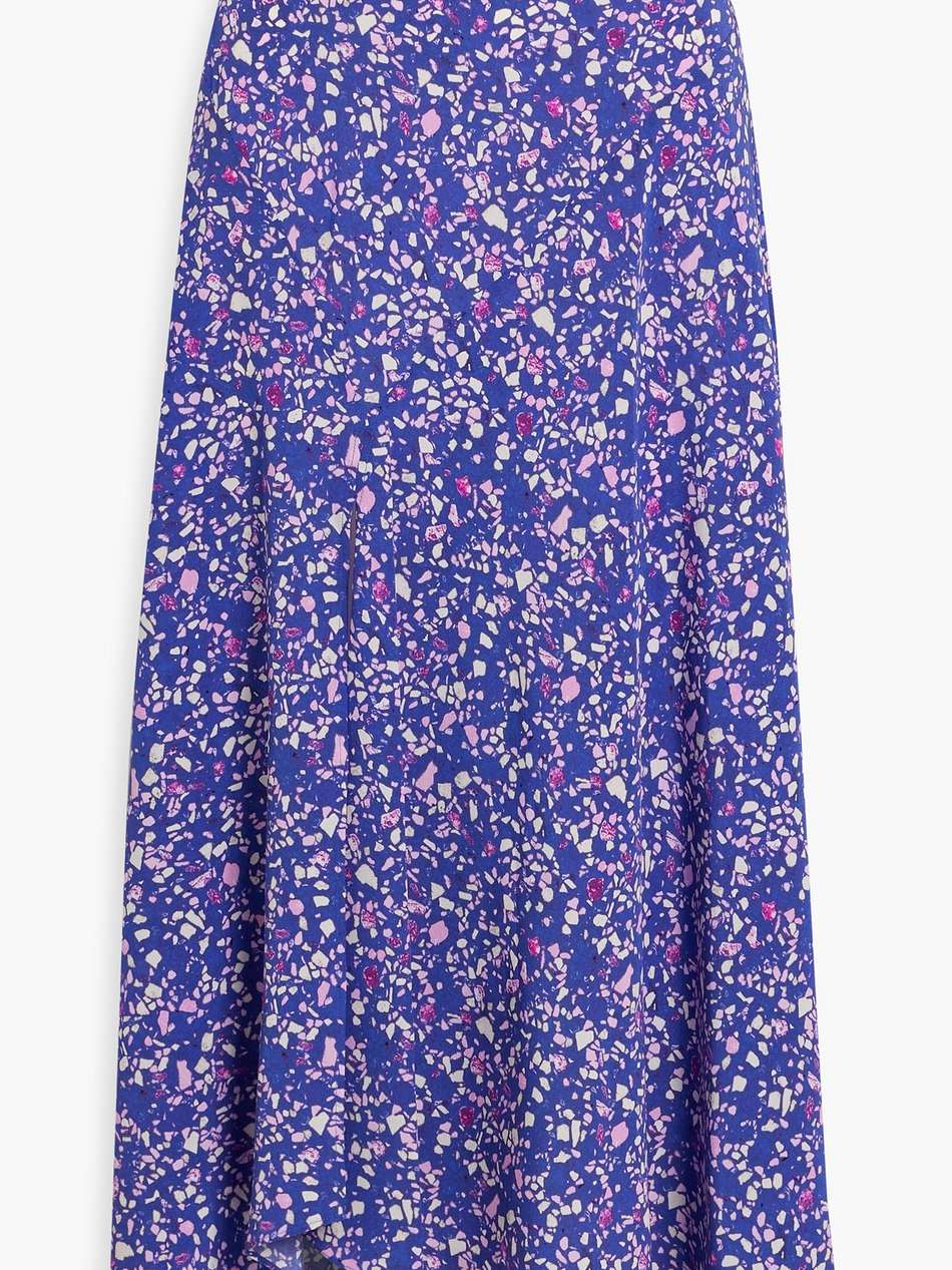 sakura asymmetric printed stretch-silk maxi skirt