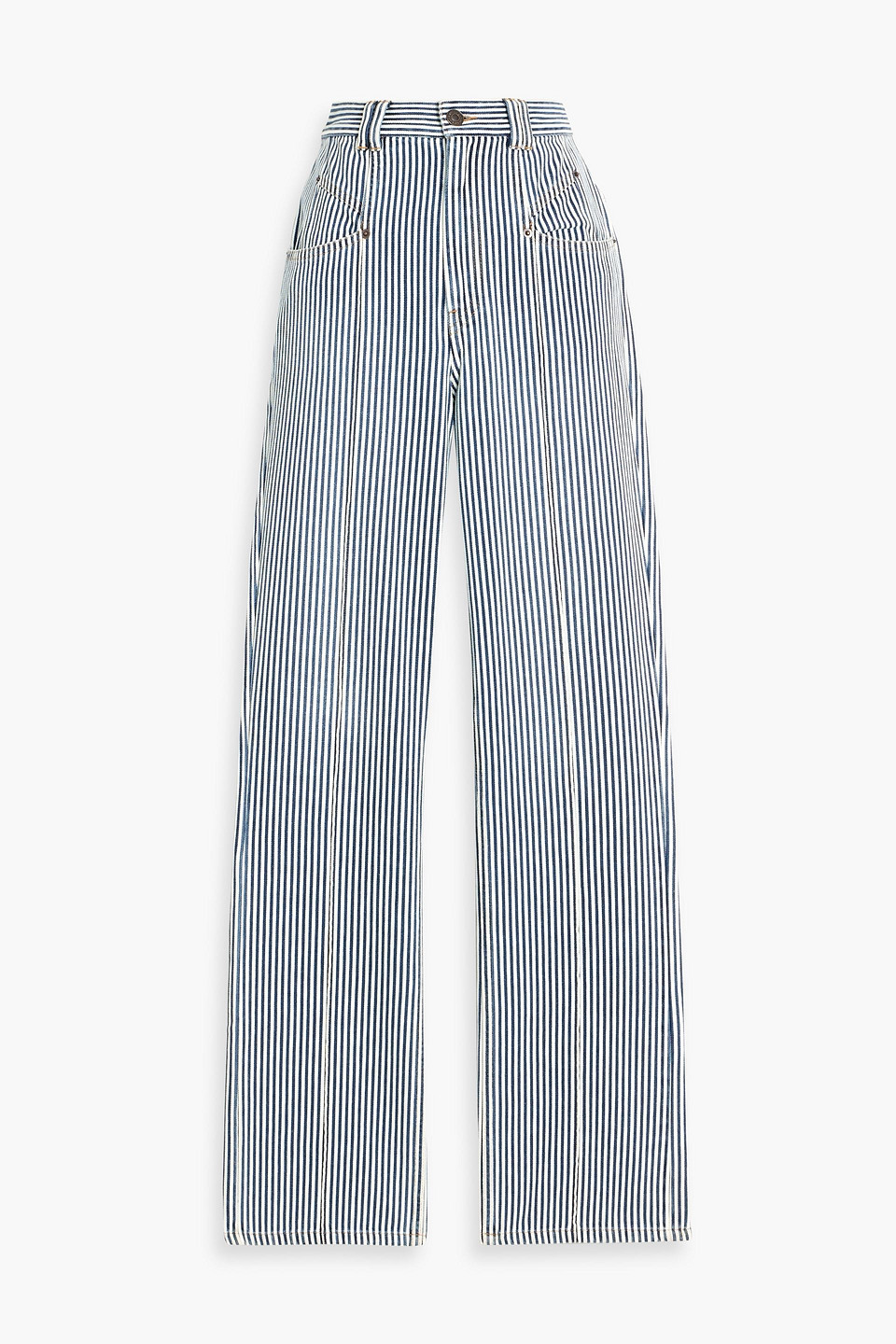 Isabel Marant Lirokae Striped Cotton-twill Straight-leg Pants