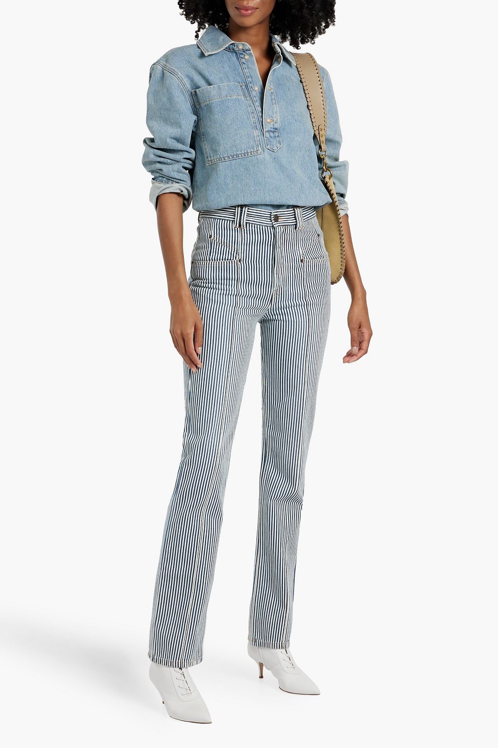 ISABEL MARANT Lirokae striped cotton-twill straight-leg pants