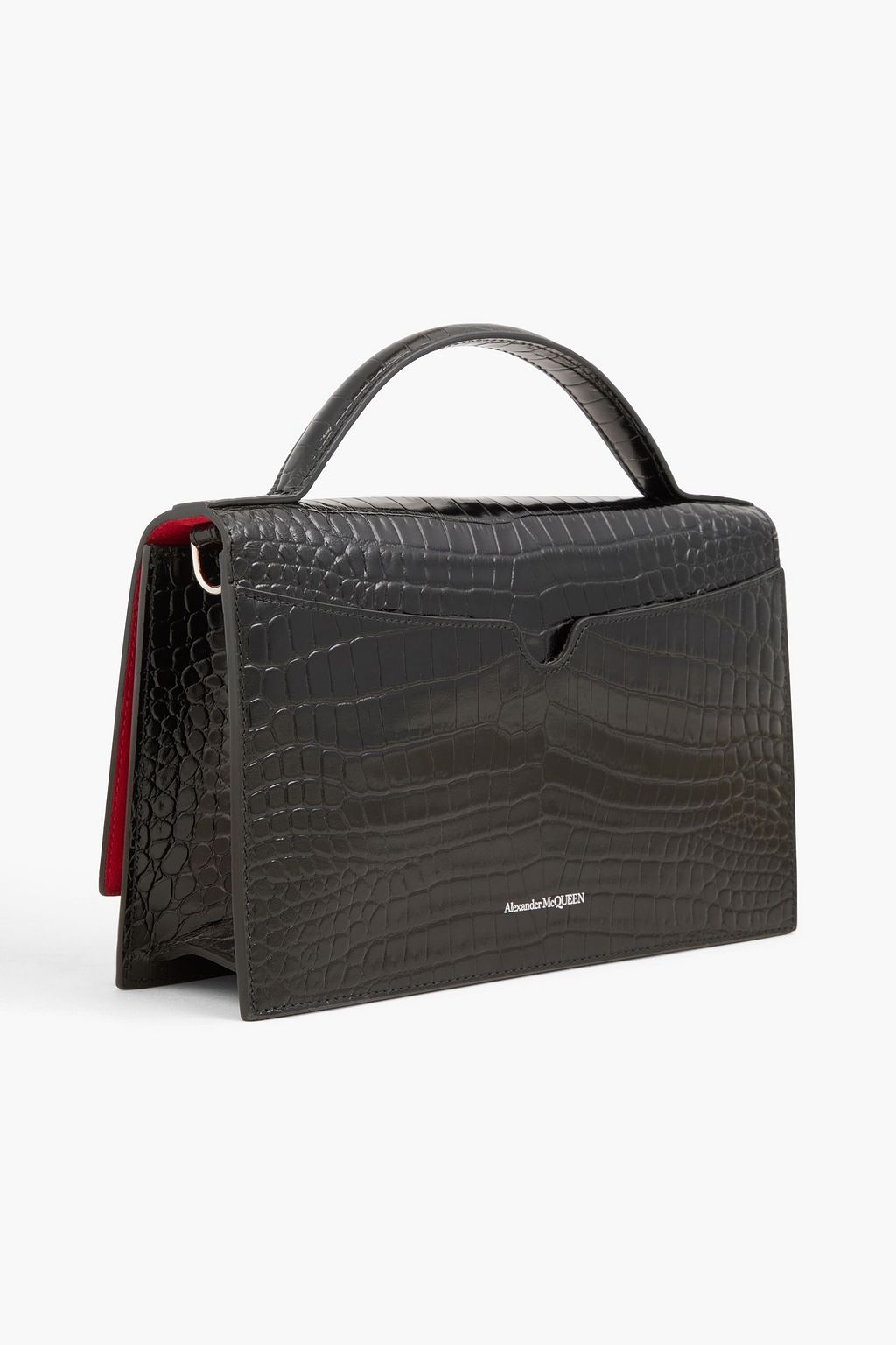 MCQUEEN Skull croc-effect leather tote