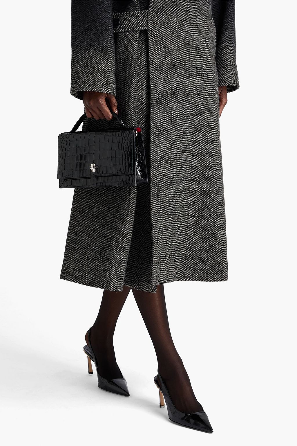 MCQUEEN Skull croc-effect leather tote