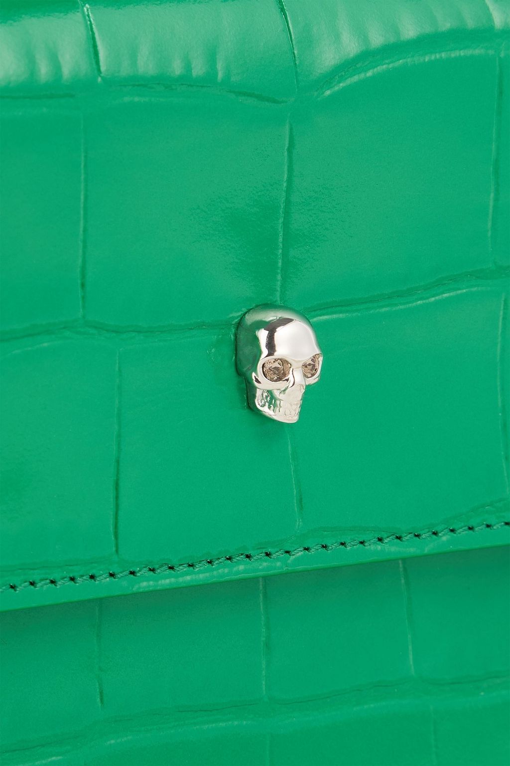 MCQUEEN Croc-effect leather envelope clutch