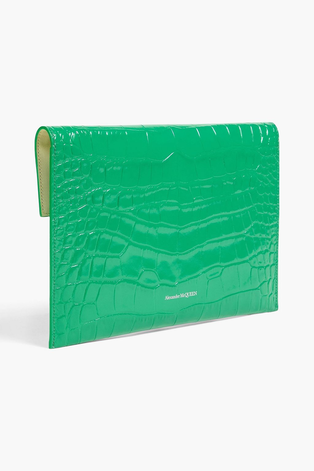 MCQUEEN Croc-effect leather envelope clutch