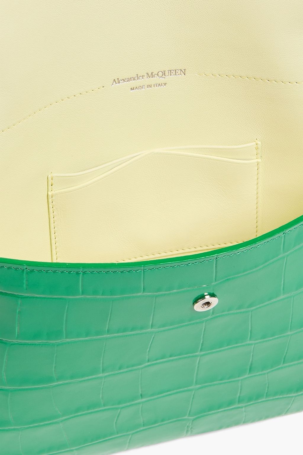 MCQUEEN Croc-effect leather envelope clutch