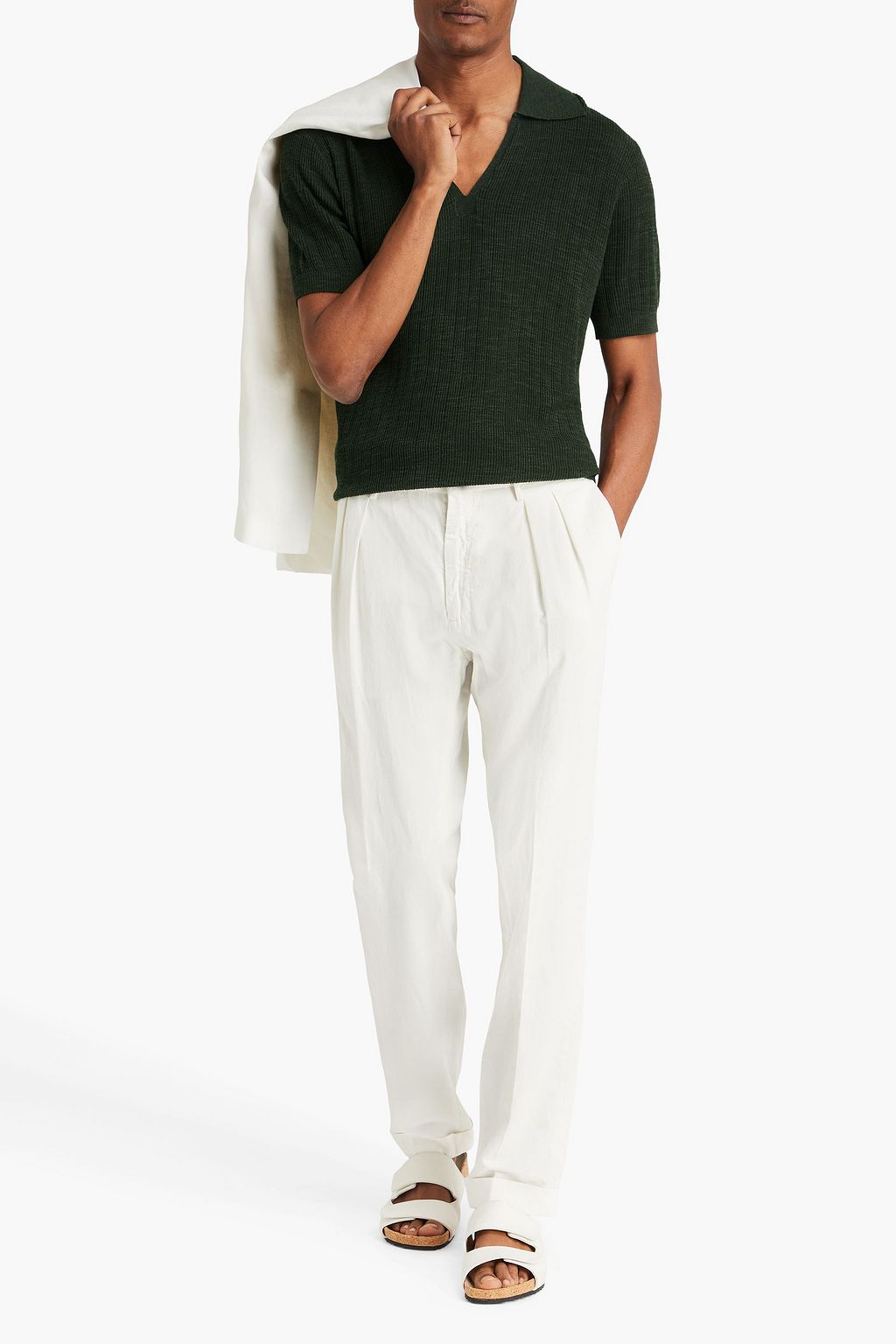 FRESCOBOL CARIOCA Joaquim ribbed cotton-blend polo shirt