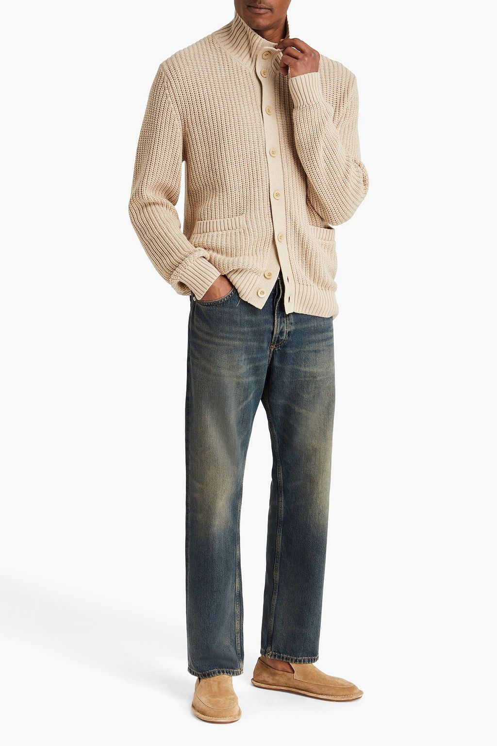 FRESCOBOL CARIOCA Claudio ribbed cotton and cashmere-blend cardigan