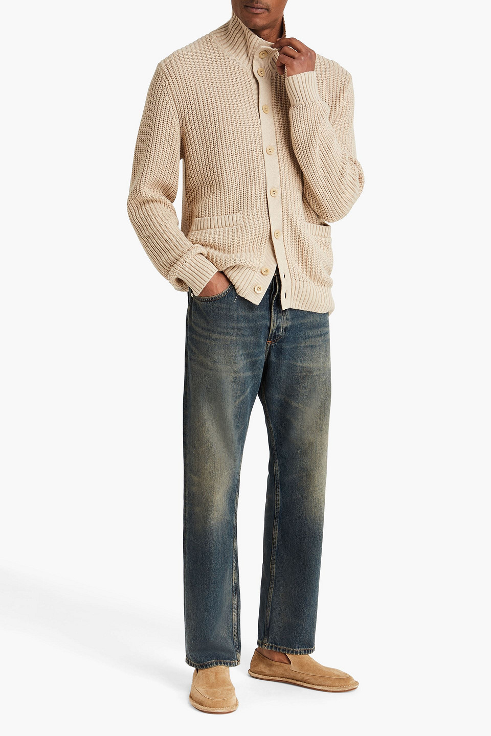  Frescobol Carioca - Claudio Cardigan Aus Einer Gerippten Baumwoll-kaschmirmischung - Neutral - L 