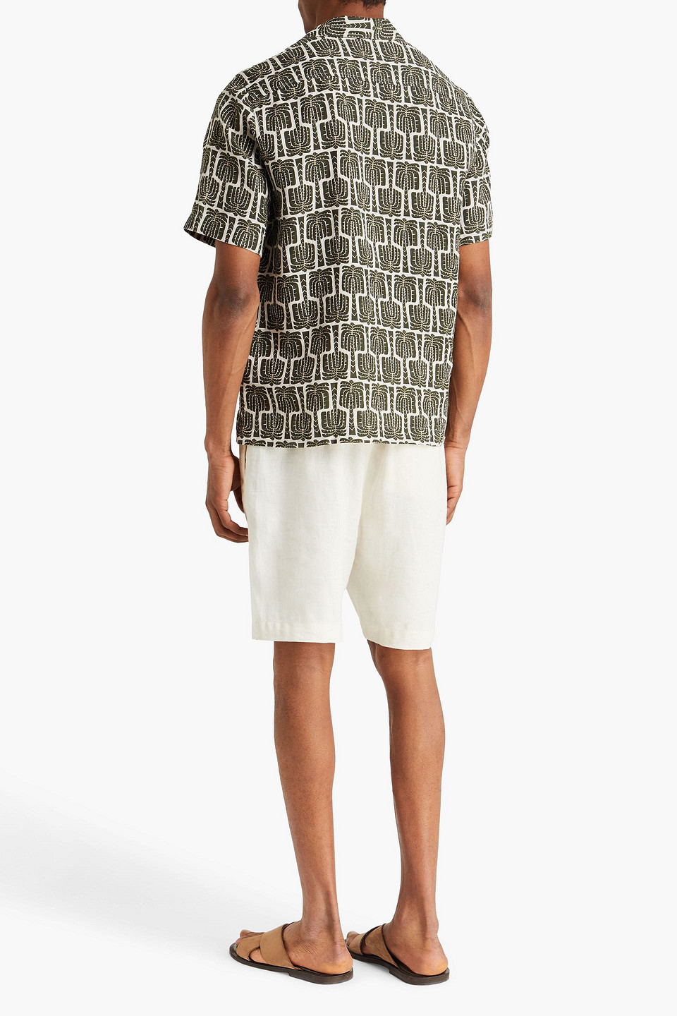 Frescobol Carioca Roberto Printed Linen Shirt In Black